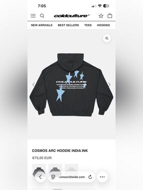 Cold Culture Cosmos Arc Hoodie India Ink